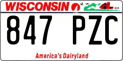 WI license plate 847PZC