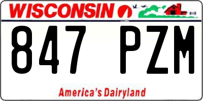 WI license plate 847PZM