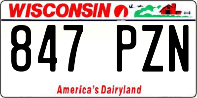 WI license plate 847PZN