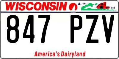 WI license plate 847PZV