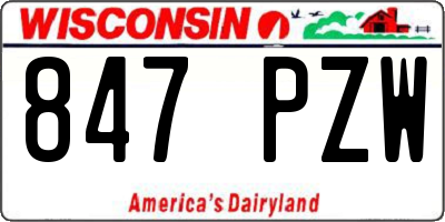 WI license plate 847PZW