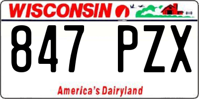 WI license plate 847PZX