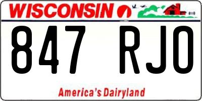 WI license plate 847RJO