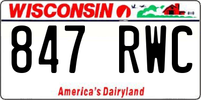 WI license plate 847RWC