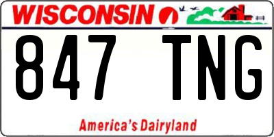 WI license plate 847TNG
