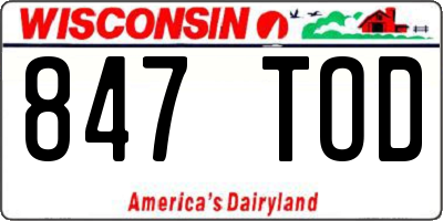 WI license plate 847TOD