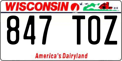 WI license plate 847TOZ