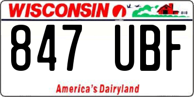 WI license plate 847UBF