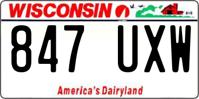 WI license plate 847UXW