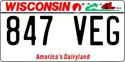 WI license plate 847VEG