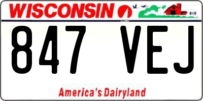 WI license plate 847VEJ