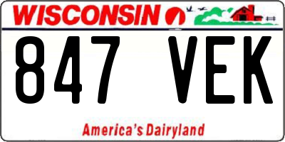 WI license plate 847VEK