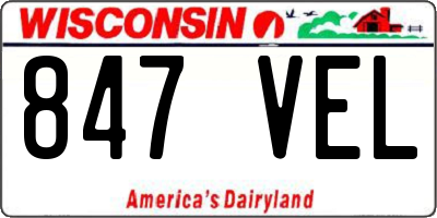 WI license plate 847VEL