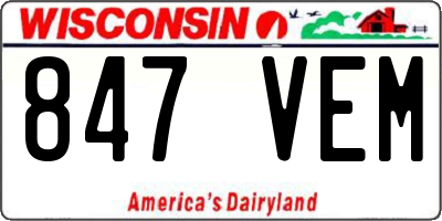 WI license plate 847VEM