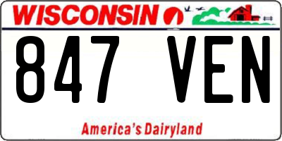 WI license plate 847VEN