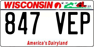 WI license plate 847VEP