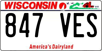 WI license plate 847VES