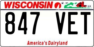 WI license plate 847VET