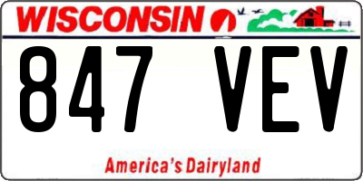 WI license plate 847VEV