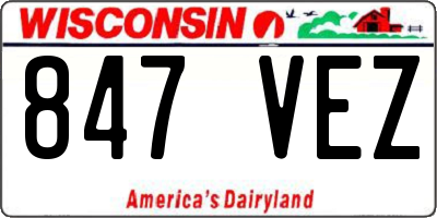 WI license plate 847VEZ