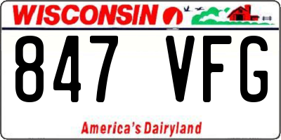 WI license plate 847VFG