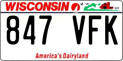 WI license plate 847VFK