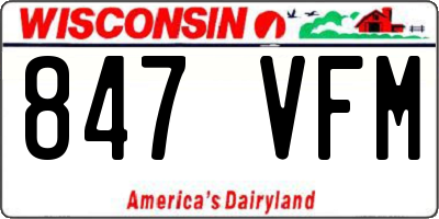WI license plate 847VFM