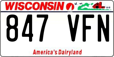 WI license plate 847VFN