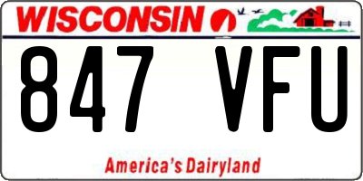 WI license plate 847VFU