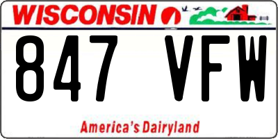 WI license plate 847VFW