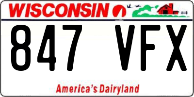 WI license plate 847VFX