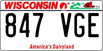 WI license plate 847VGE