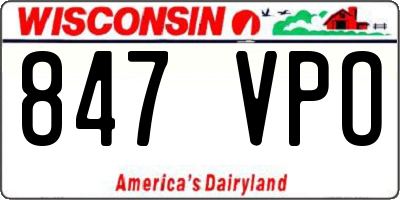 WI license plate 847VPO