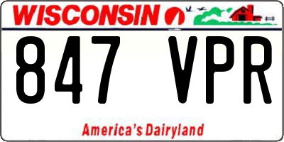 WI license plate 847VPR
