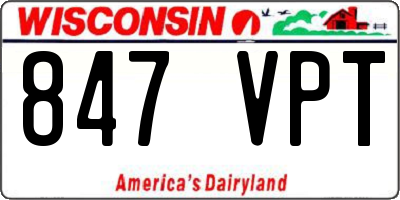 WI license plate 847VPT