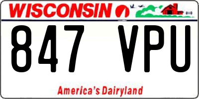 WI license plate 847VPU
