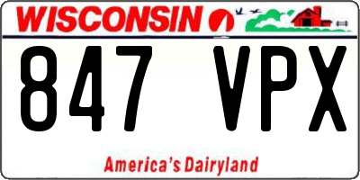 WI license plate 847VPX