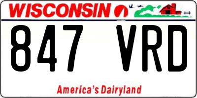 WI license plate 847VRD