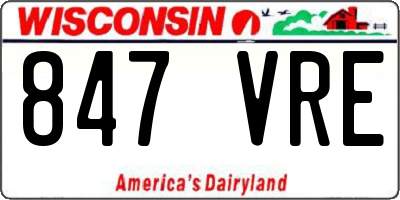 WI license plate 847VRE