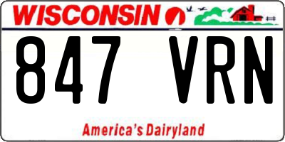 WI license plate 847VRN