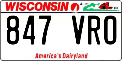 WI license plate 847VRO
