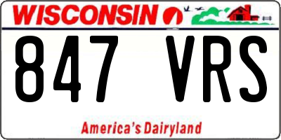WI license plate 847VRS