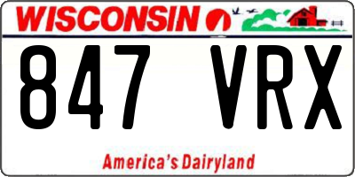 WI license plate 847VRX