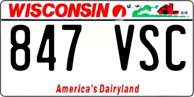 WI license plate 847VSC