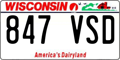 WI license plate 847VSD