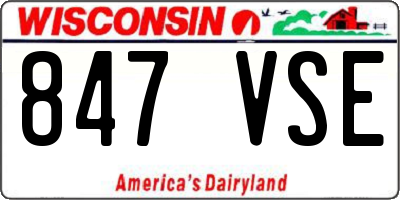 WI license plate 847VSE