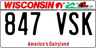 WI license plate 847VSK