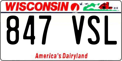 WI license plate 847VSL