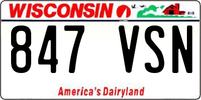 WI license plate 847VSN