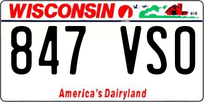 WI license plate 847VSO
